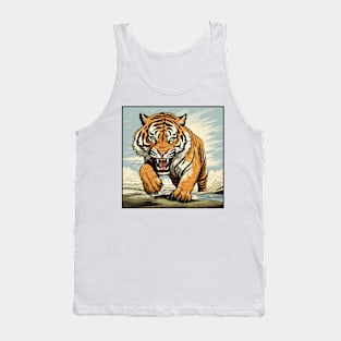 Colorful Tiger Cartoon Vintage Bengals Tiger Drawing Comics Fearless Tiger Tank Top